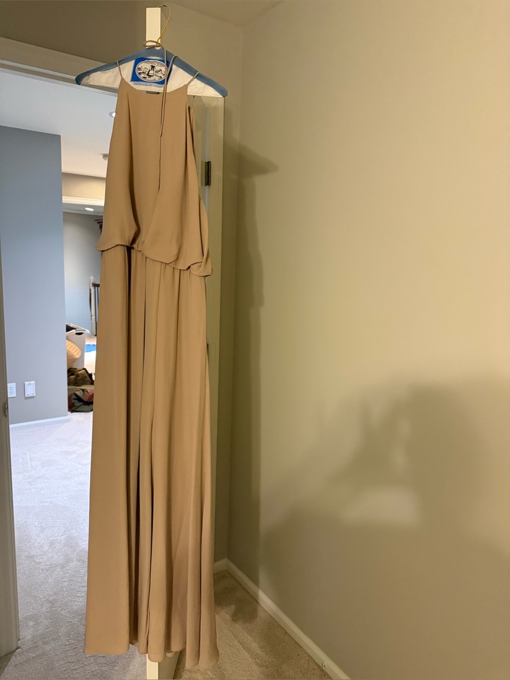 Chiffon Halter Dress in Taupe